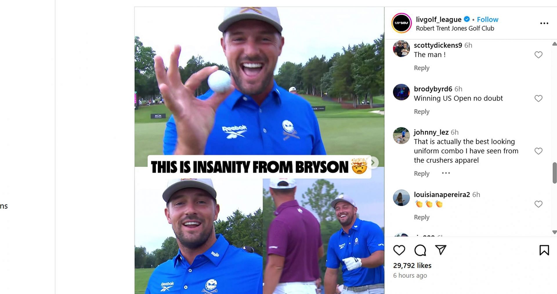 Golf world roots for Bryson DeChambeau’s win at the third Major/@livgolf_league